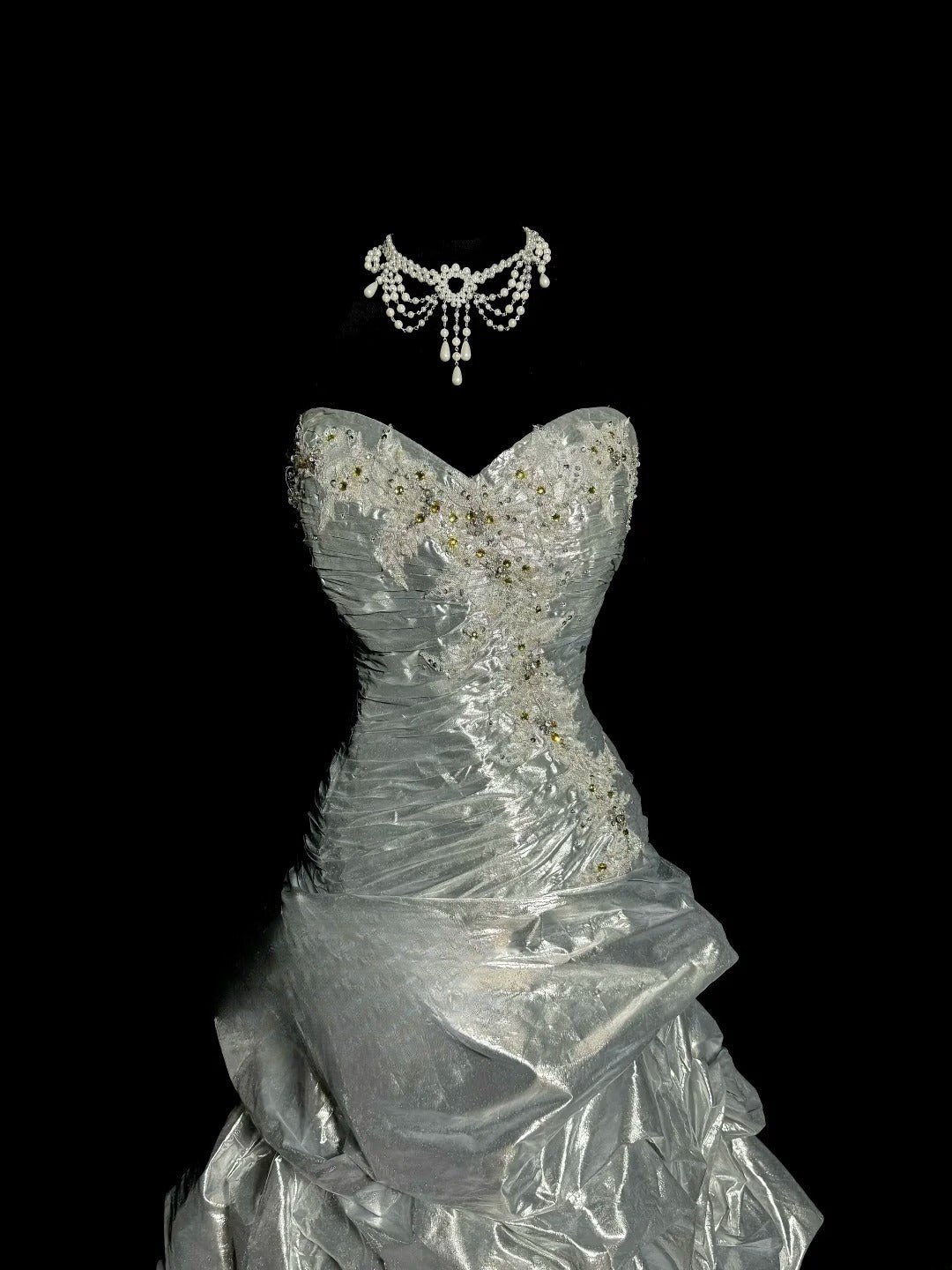 Modest Ball Gown Sweetheart Organza Silver Gray Sleeveless Prom Dresses Long Formal Dresses Graduation Gown MP405