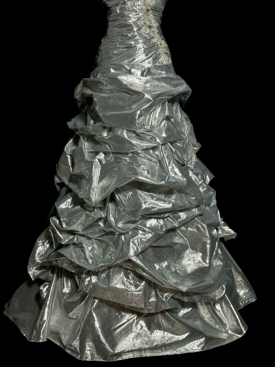 Modest Ball Gown Sweetheart Organza Silver Gray Sleeveless Prom Dresses Long Formal Dresses Graduation Gown MP405