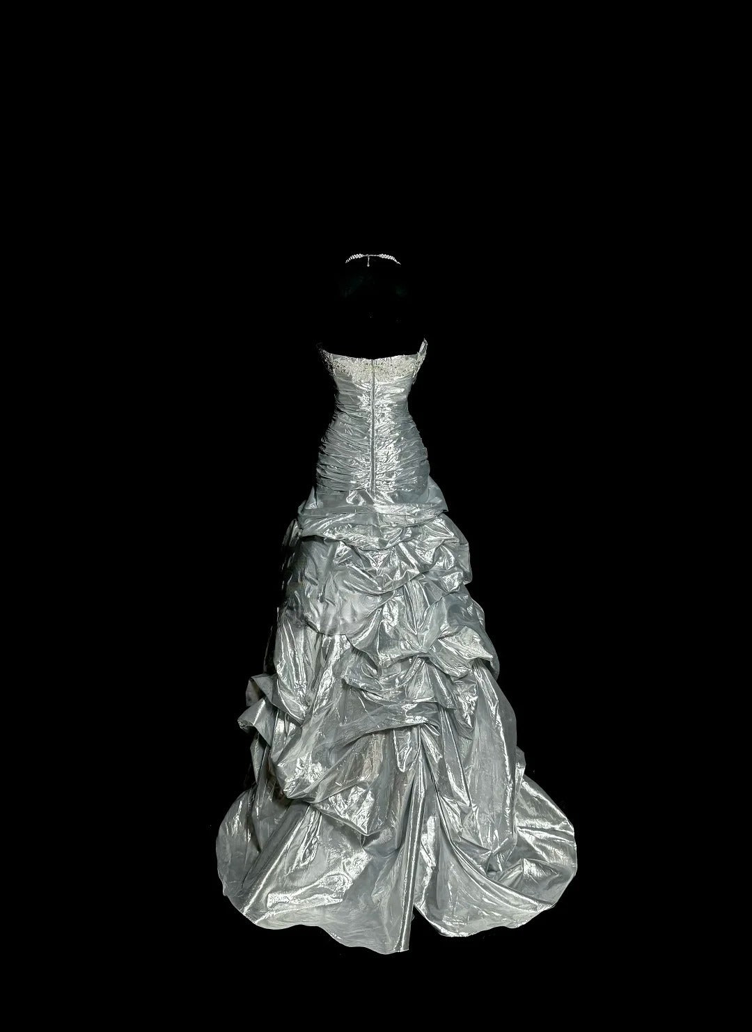 Modest Ball Gown Sweetheart Organza Silver Gray Sleeveless Prom Dresses Long Formal Dresses Graduation Gown MP405