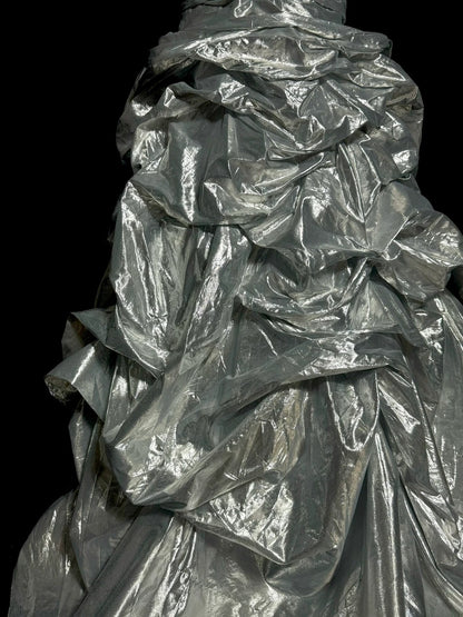 Modest Ball Gown Sweetheart Organza Silver Gray Sleeveless Prom Dresses Long Formal Dresses Graduation Gown MP405