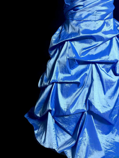 Modest Mermaid Sweetheart Taffeta Royal Blue Sleeveless Prom Dresses Long Formal Dresses Graduation Gown MP406