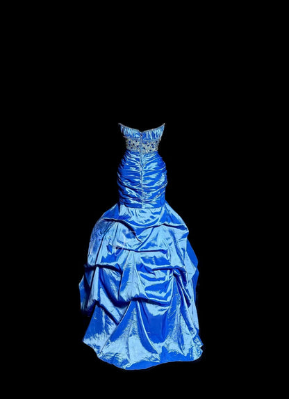 Modest Mermaid Sweetheart Taffeta Royal Blue Sleeveless Prom Dresses Long Formal Dresses Graduation Gown MP406