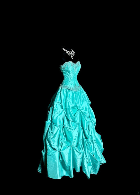 Robe de bal bustier bleue sans manches Robe de soirée longue de bal de promo de mascarade Robe de remise de diplôme MP483