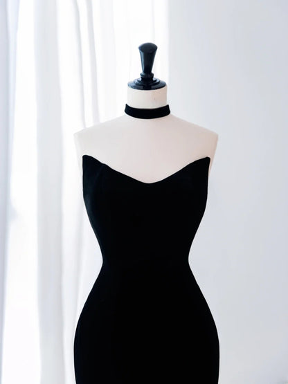 Classy Elegant Long Prom Dresses Mermaid Strapless Black Velvet White Tulle Senior Formal Dress Ideas Graduation Gown MP260
