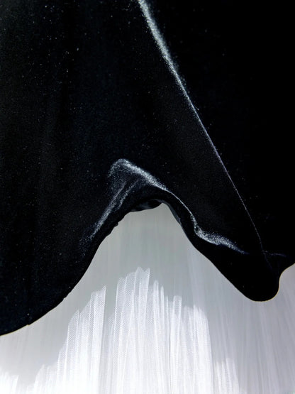 Classy Elegant Long Prom Dresses Mermaid Strapless Black Velvet White Tulle Senior Formal Dress Ideas Graduation Gown MP260
