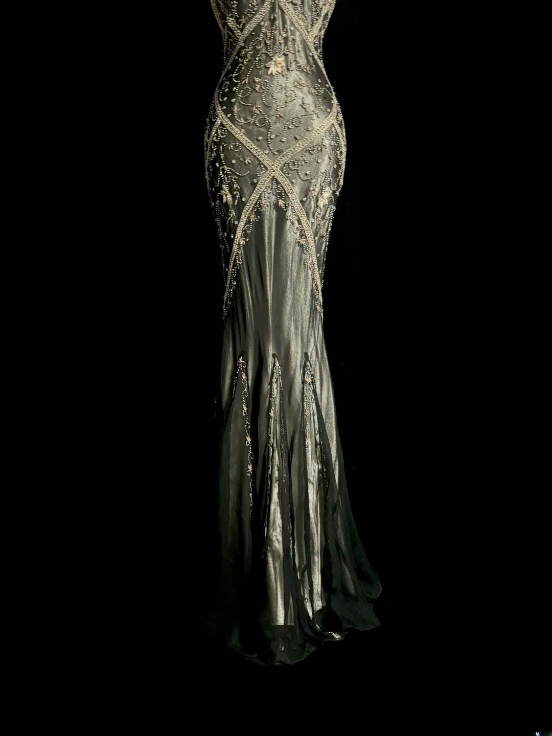 Robe de bal sirène scintillante col en V avec perles sans manches longue robe de soirée robe de graduation MP486