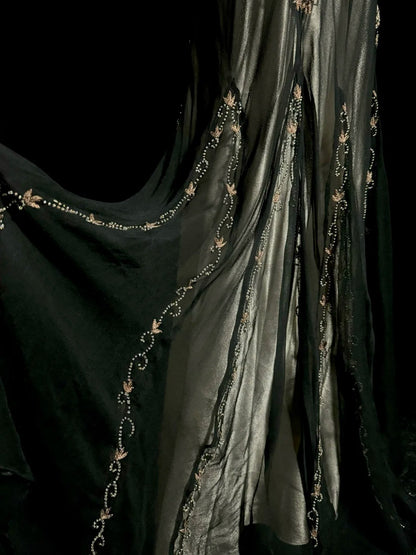 Robe de bal sirène scintillante col en V avec perles sans manches longue robe de soirée robe de graduation MP486