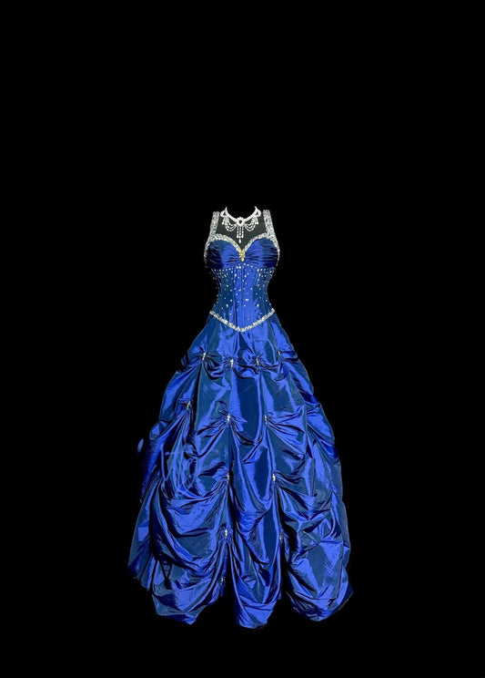 Classy Retro Ball Gown Sweetheart Royal Blue With Straps Sleeveless Masquerade Prom Dresses Long Formal Dress Graduation Gown MP491