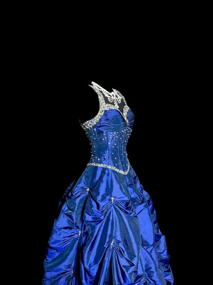 Classy Retro Ball Gown Sweetheart Royal Blue With Straps Sleeveless Masquerade Prom Dresses Long Formal Dress Graduation Gown MP491