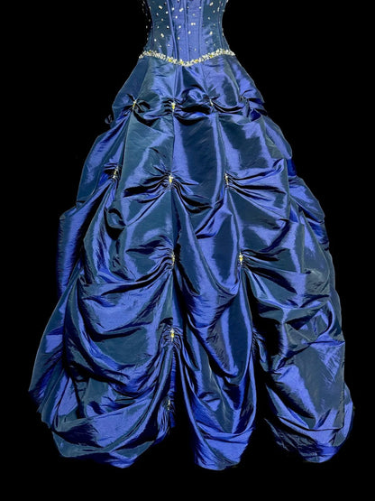Classy Retro Ball Gown Sweetheart Royal Blue With Straps Sleeveless Masquerade Prom Dresses Long Formal Dress Graduation Gown MP491