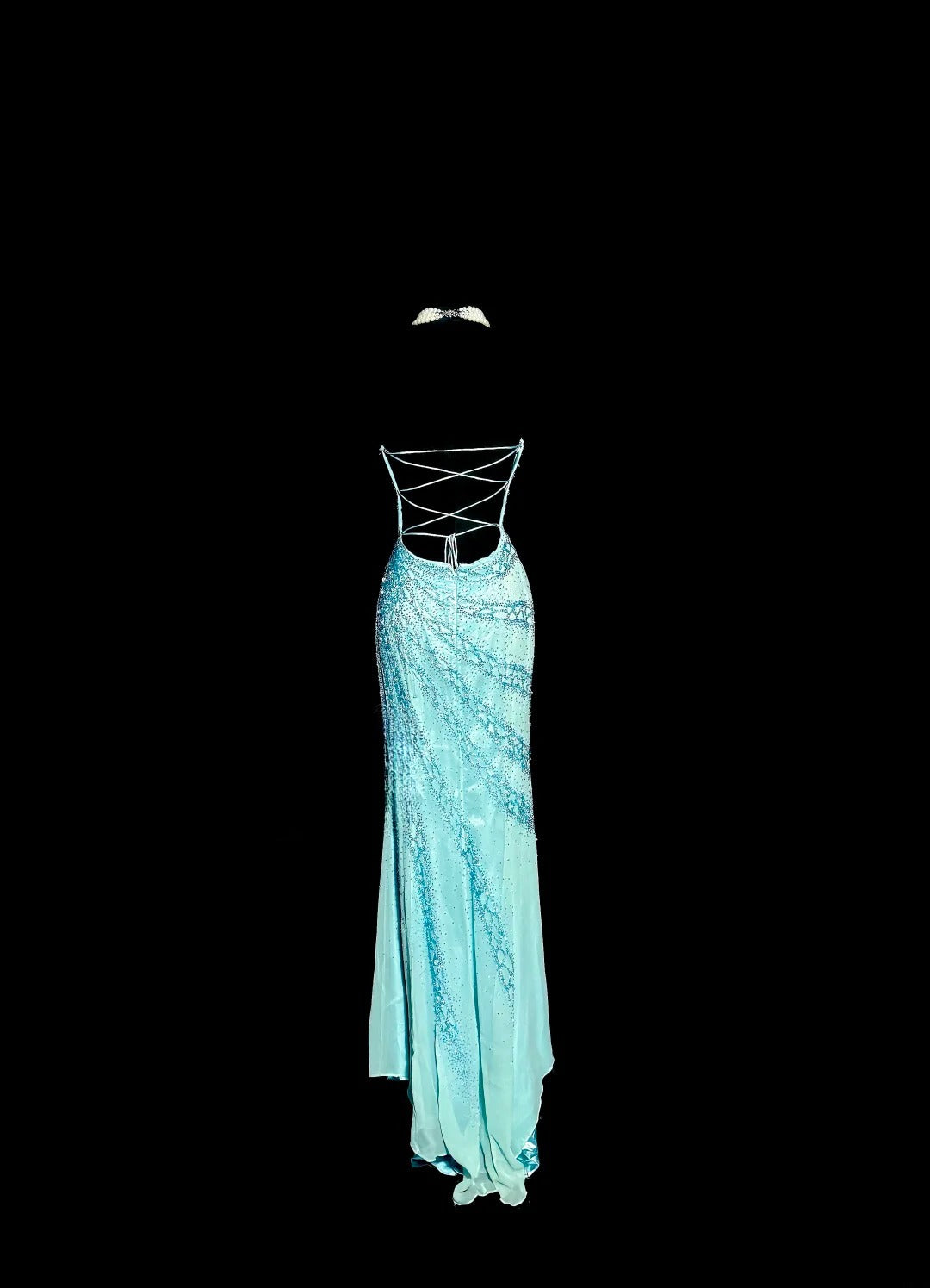 Bescheidene Meerjungfrau Trägerlos Blau mit plissierten Perlen ärmellose Ballkleider Lange Abendkleid Abschlusskleid MP495