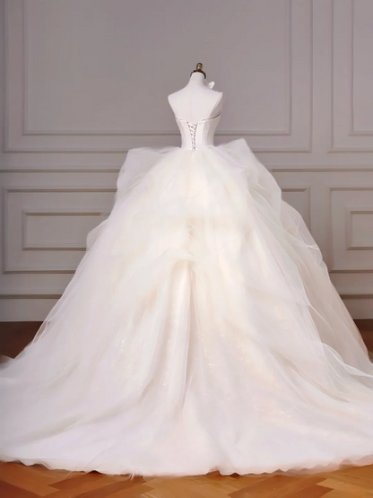 Timeless Ball Gown Strapless Satin Sleeveless With Bow-knot Princess Wedding Dresses MP002