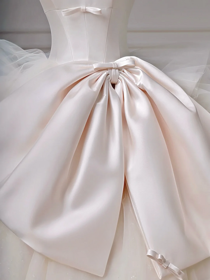 Timeless Ball Gown Strapless Satin Sleeveless With Bow-knot Princess Wedding Dresses MP002