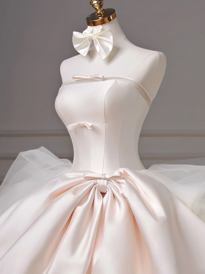 Timeless Ball Gown Strapless Satin Sleeveless With Bow-knot Princess Wedding Dresses MP002