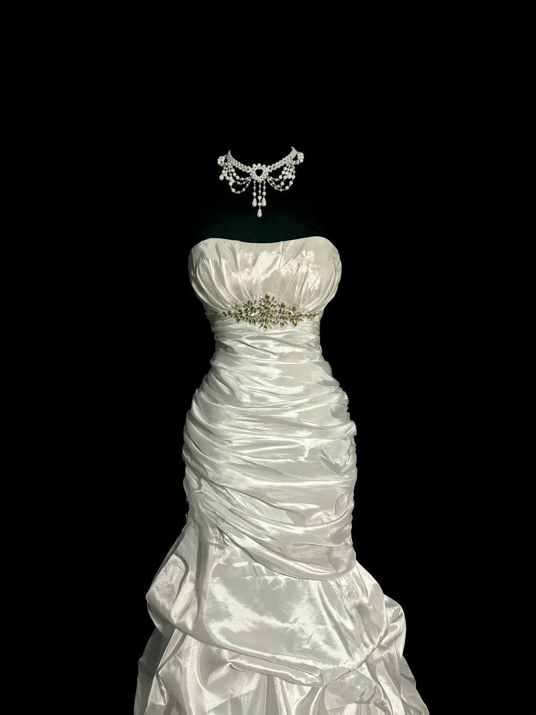 Élégante robe de bal rétro sirène avec perles, décolleté en cœur, plissée, sans manches, pour bal masqué, longue robe de soirée, robe de remise des diplômes MP497