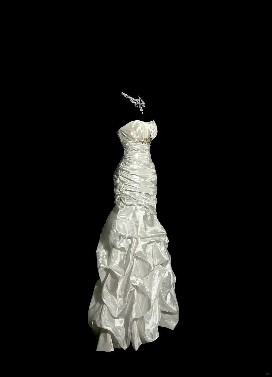 Élégante robe de bal rétro sirène avec perles, décolleté en cœur, plissée, sans manches, pour bal masqué, longue robe de soirée, robe de remise des diplômes MP497