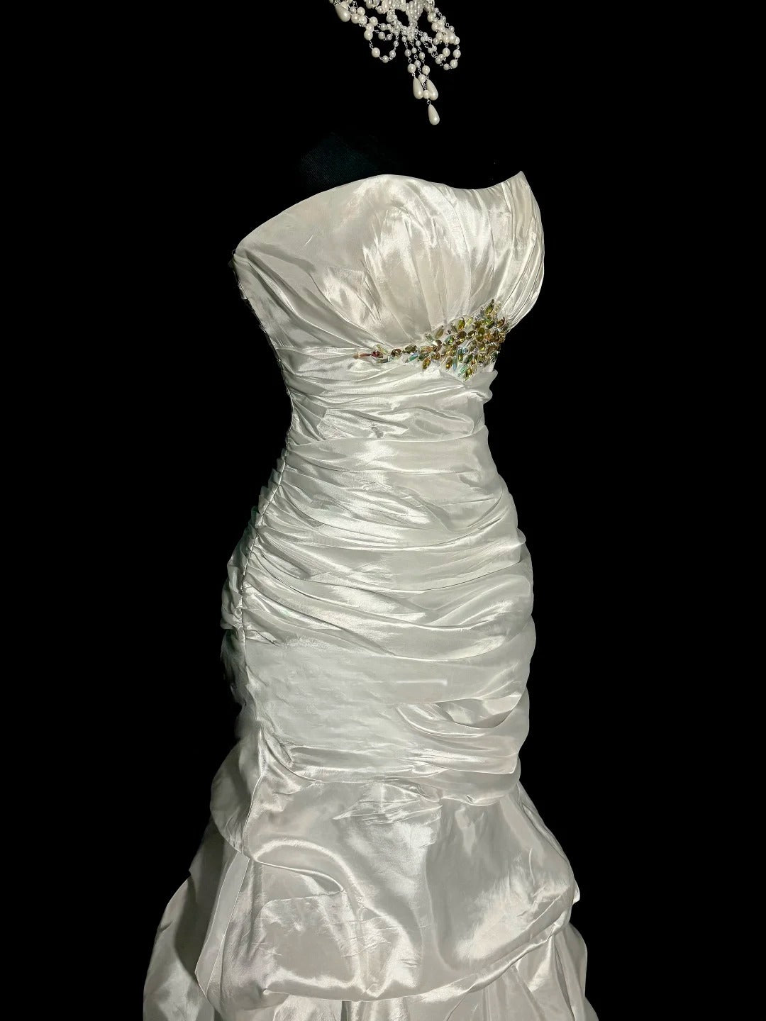 Élégante robe de bal rétro sirène avec perles, décolleté en cœur, plissée, sans manches, pour bal masqué, longue robe de soirée, robe de remise des diplômes MP497