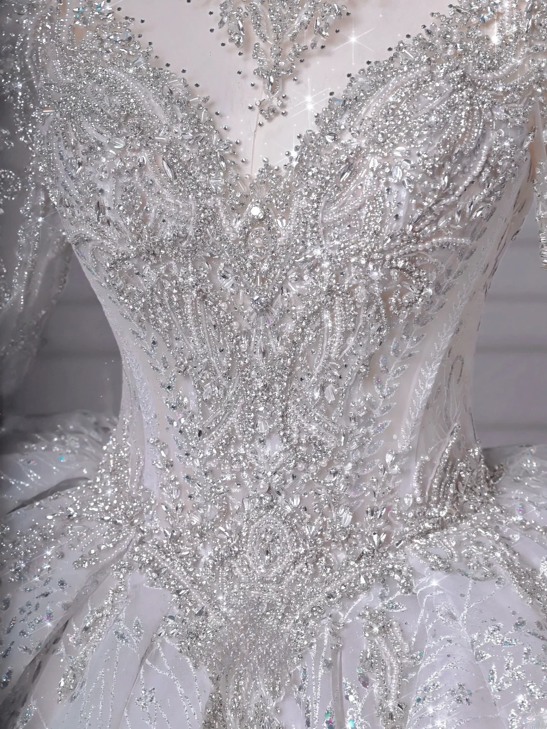 Timeless Ball Gown High Neck Sequin Lace Tulle With Beading Princess Wedding Dresses MP005