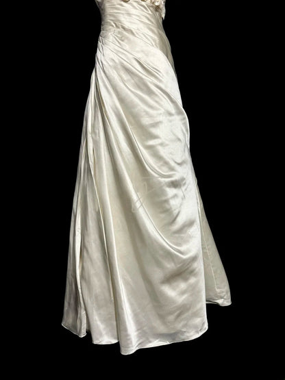 Elegant Mermaid One Shoulder Ivory With Flowers Garden Princess Bridal Gowns Wedding Dresses MP501
