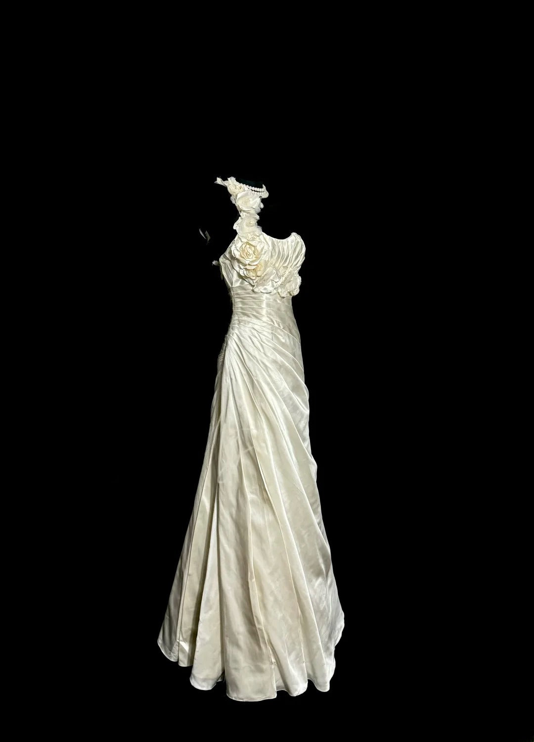 Elegant Mermaid One Shoulder Ivory With Flowers Garden Princess Bridal Gowns Wedding Dresses MP501
