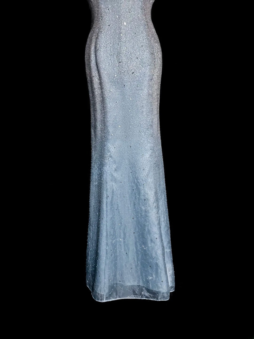 Glitzernde Meerjungfrauen-Neckholder blau mit Perlen rückenfrei ärmellos Maskerade Abschlussballkleider langes Abendkleid Abschlusskleid MP503