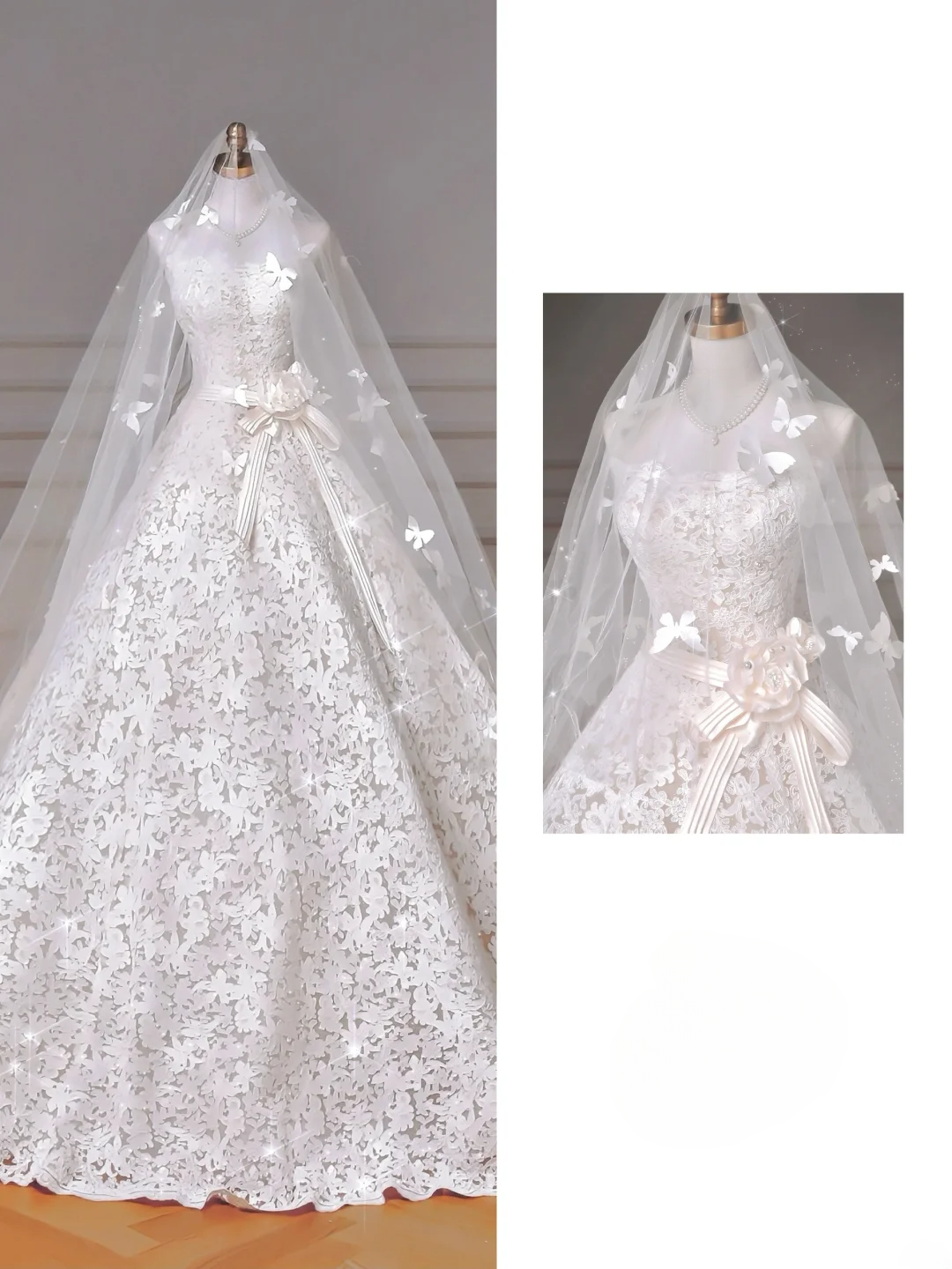 Timeless Ball Gown Strapless Lace Sleeveless With Flower Bridal Gowns Princess Wedding Dresses MP008