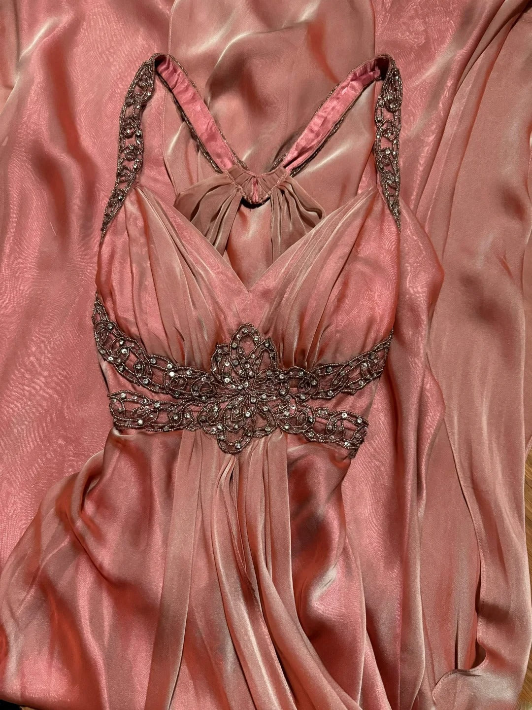 Modest Mermaid Coral Halter Satin With Beading Backless Prom Dresses Long Formal Dress Graduation Gown MP506