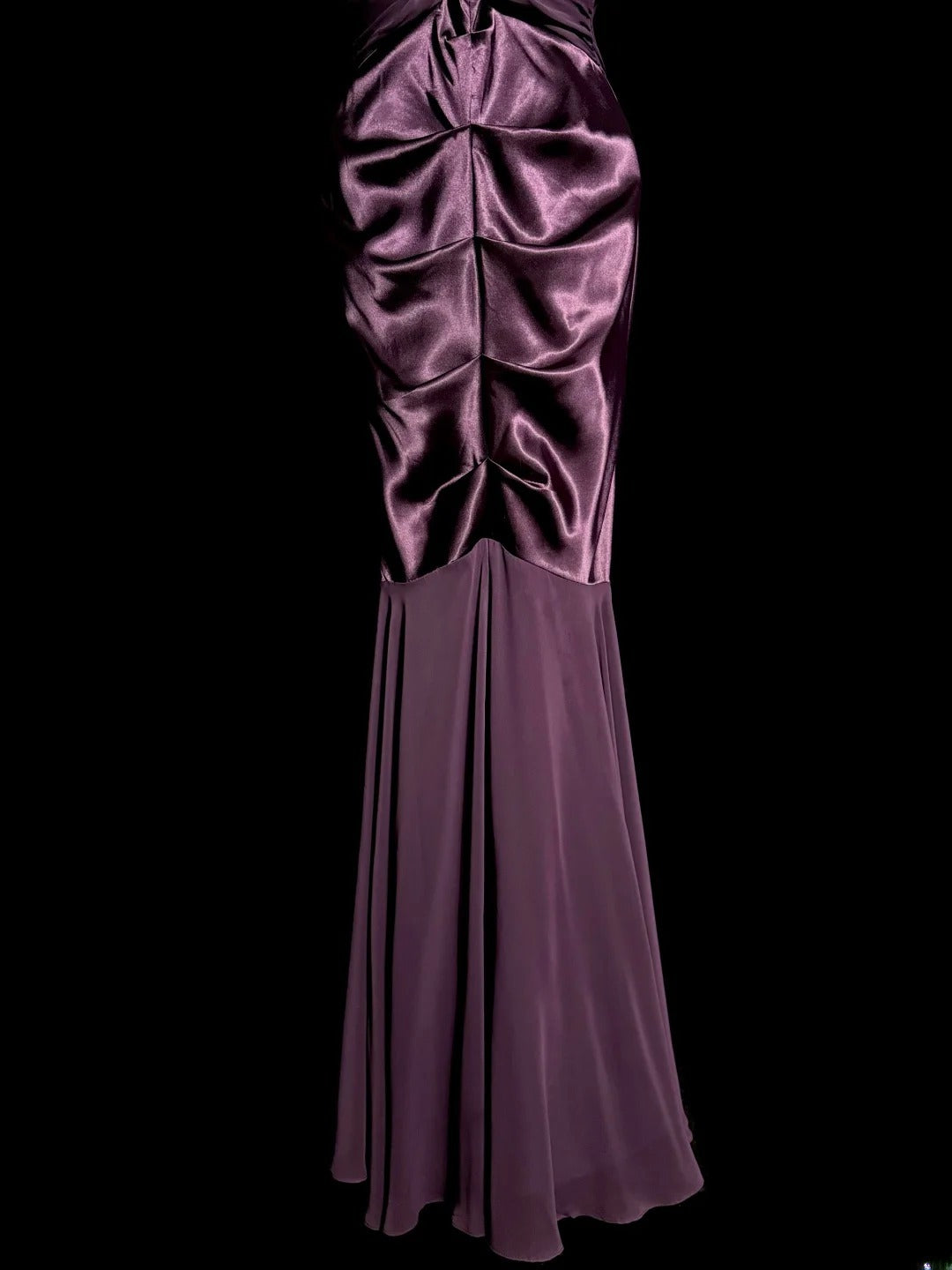 Modest Mermaid Purple Chiffon Halter Satin With Beading Backless Prom Dresses Long Formal Dress Graduation Gown MP508