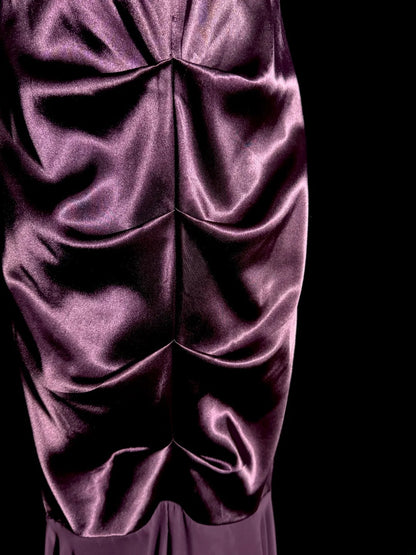 Modest Mermaid Purple Chiffon Halter Satin With Beading Backless Prom Dresses Long Formal Dress Graduation Gown MP508