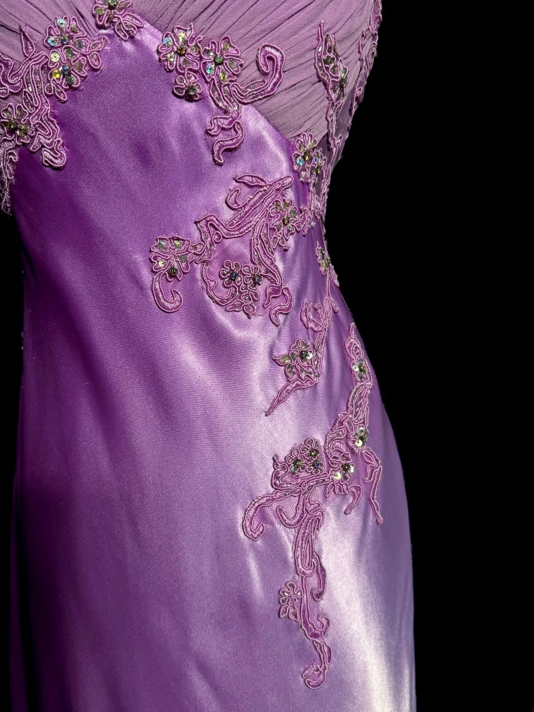 Modest Mermaid Ombre Purple Halter Satin With Appliques Backless Prom Dresses Long Formal Dress Graduation Gown MP509
