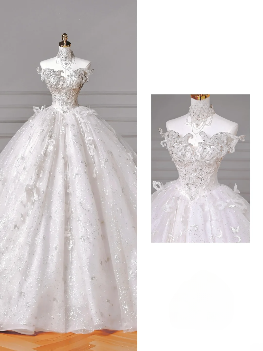 Timeless Ball Gown Sweetheart Lace Sleeveless With Beaded Crystal Bodice Bridal Gowns Princess Wedding Dresses MP011