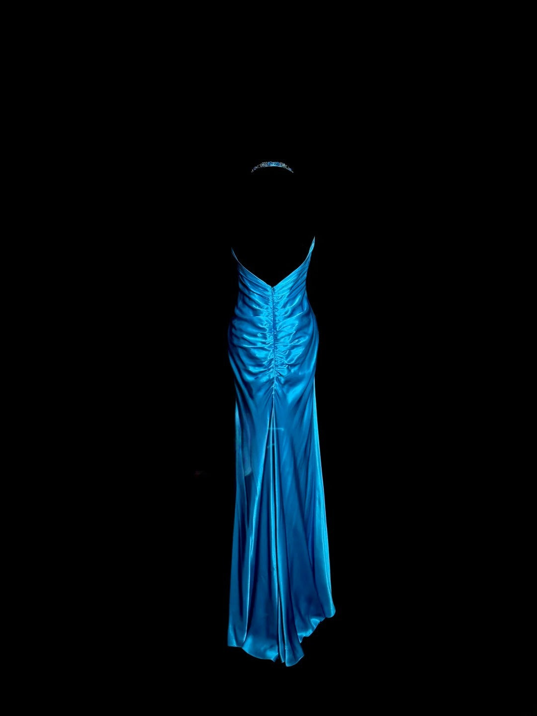 Modest Mermaid Royal Blue Halter Satin With Open Backs Prom Dresses Long Formal Dress Graduation Gown MP510