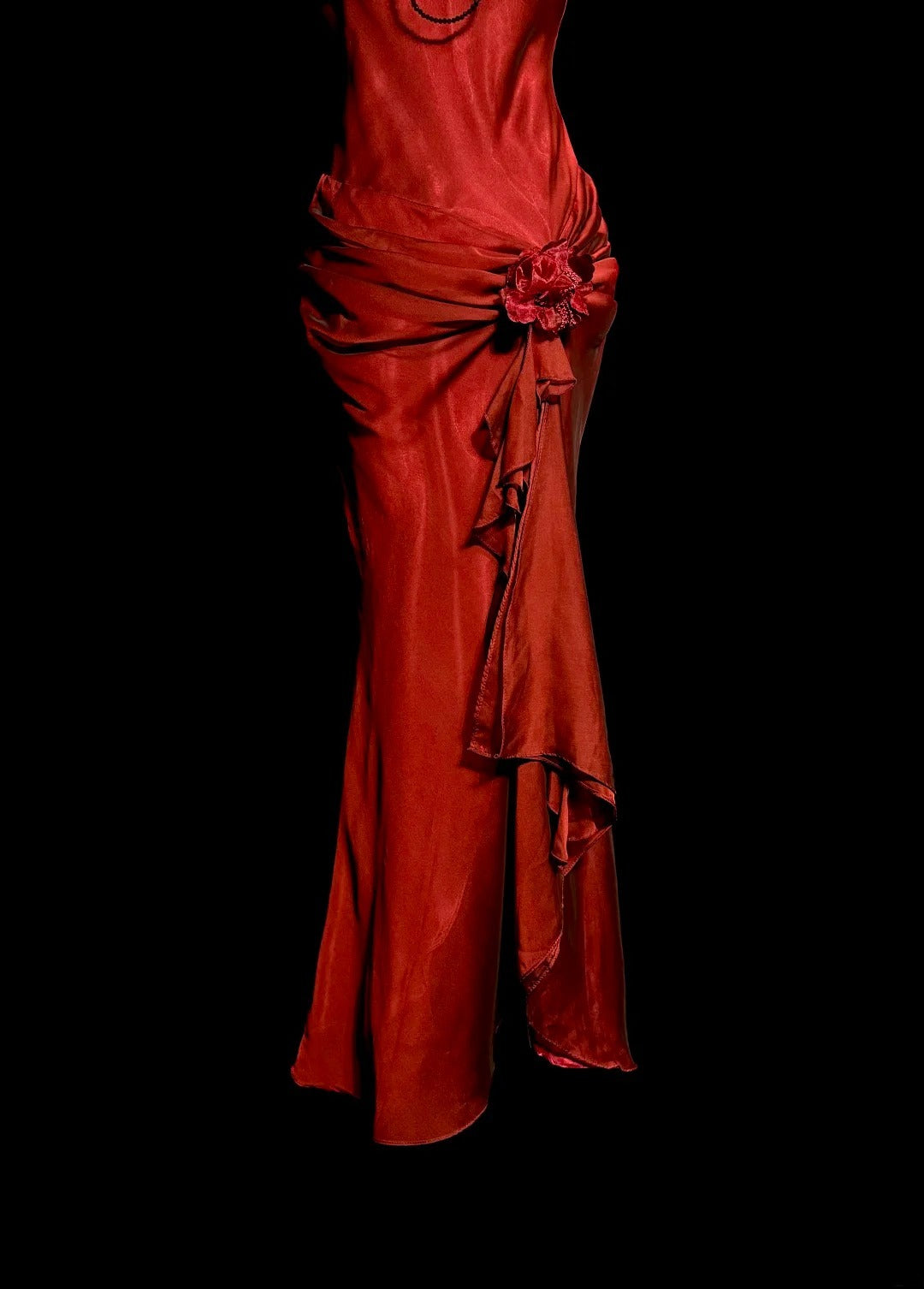 Modest Mermaid Red Sweetheart With Strap Satin With Scarf Prom Dresses Long Formal Dress Graduation Gown MP512