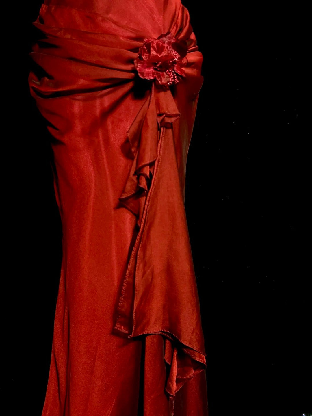 Modest Mermaid Red Sweetheart With Strap Satin With Scarf Prom Dresses Long Formal Dress Graduation Gown MP512
