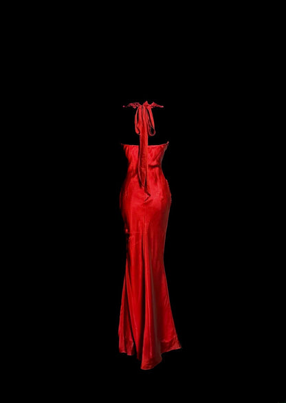 Modest Mermaid Red Sweetheart With Strap Satin With Scarf Prom Dresses Long Formal Dress Graduation Gown MP512