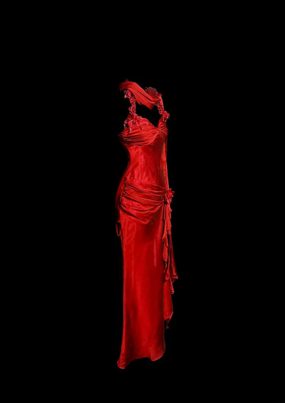 Modest Mermaid Red Sweetheart With Strap Satin With Scarf Prom Dresses Long Formal Dress Graduation Gown MP512