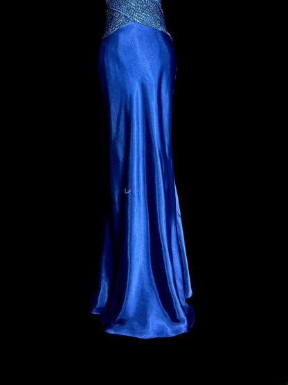 Modest Mermaid Royal Blue Sweetheart With Strap Satin With Open Backs Prom Dresses Long Formal Dress Graduation Gown MP511