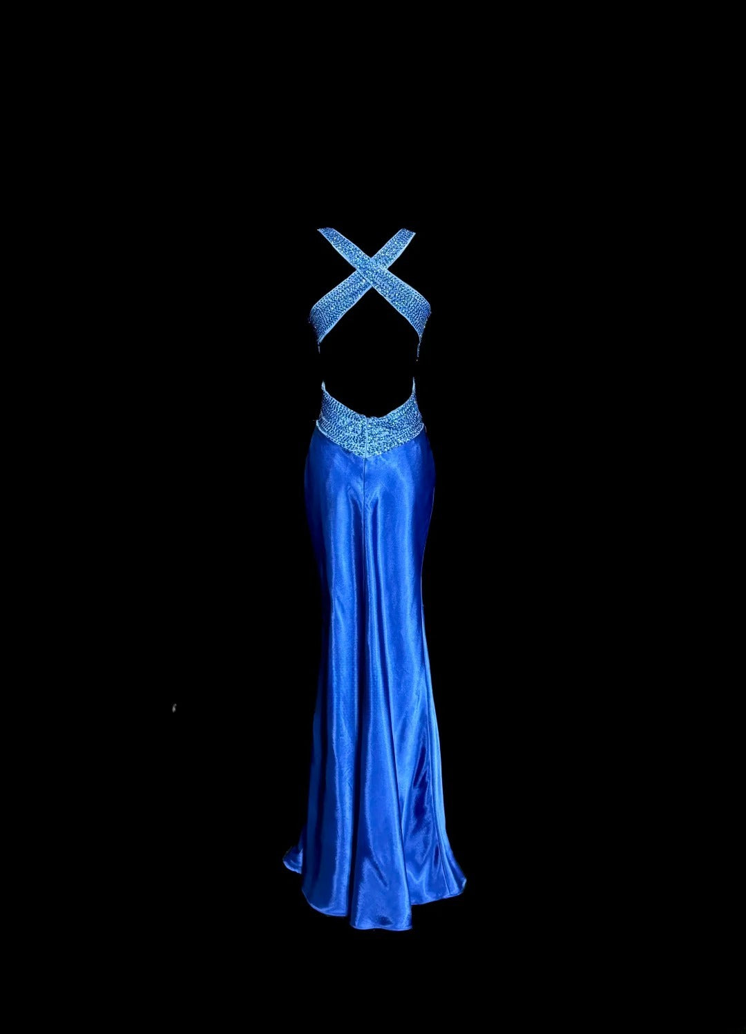 Modest Mermaid Royal Blue Sweetheart With Strap Satin With Open Backs Prom Dresses Long Formal Dress Graduation Gown MP511