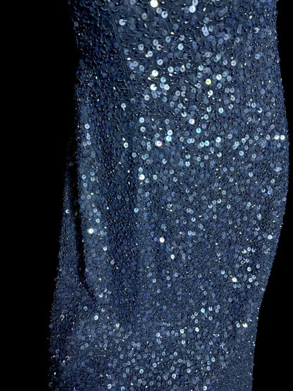 Robe de bal sirène à paillettes bleu marine sans dos et sans manches, avec dos ouvert, robe de soirée longue, robe de graduation MP515