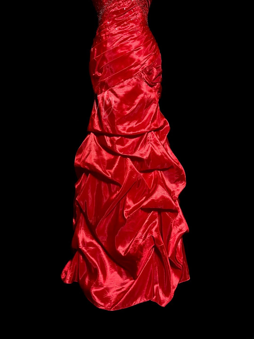 Elegantes Meerjungfrau Trägerloses Rot Ärmelloses Korsett Top Maskenball Ballkleider Langes Festliches Kleid Abschlusskleid MP516