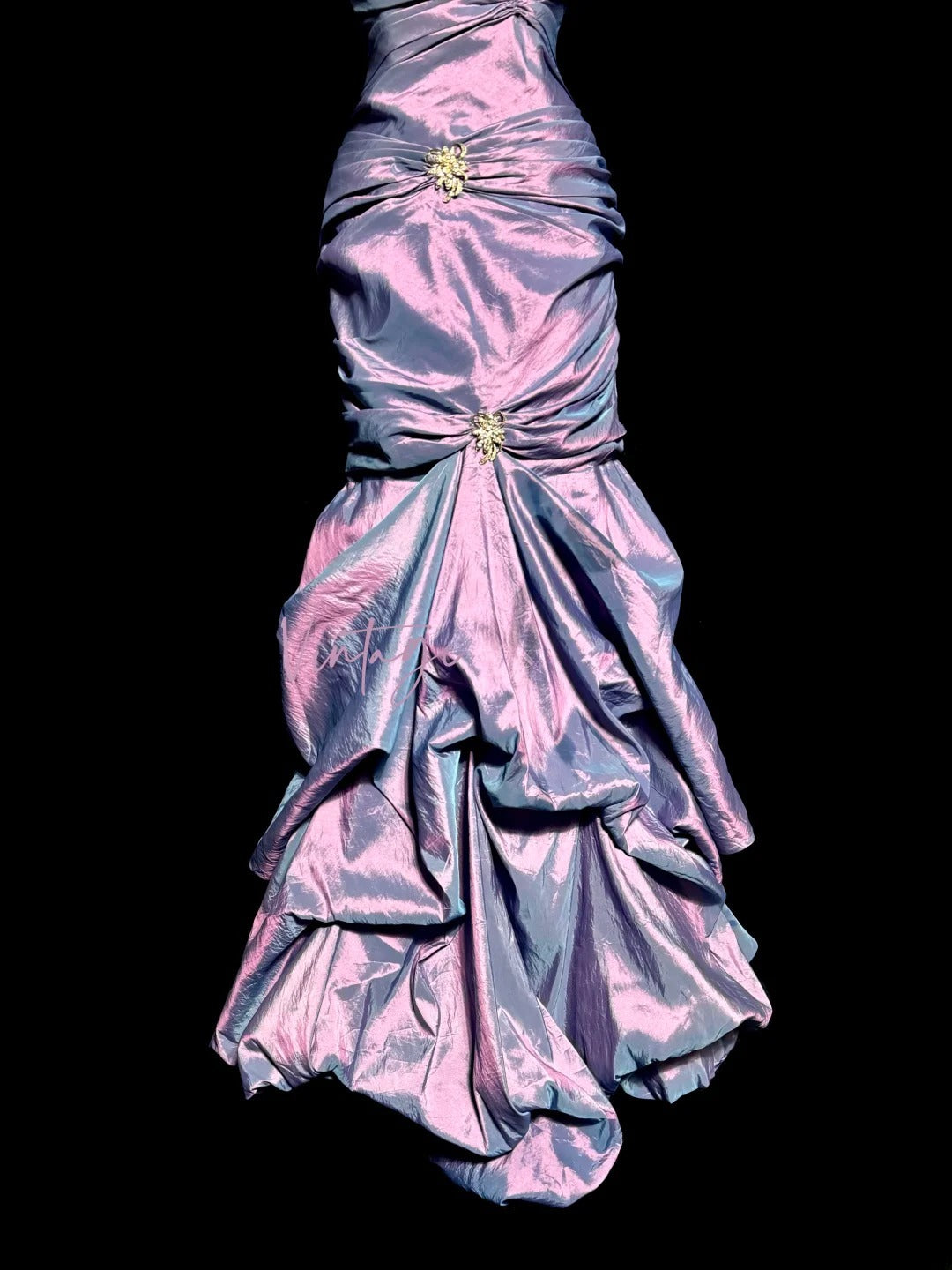 Modest Mermaid Strapless Taffeta With Ruffles Prom Dresses Formal Dress Graduation Gown MP520
