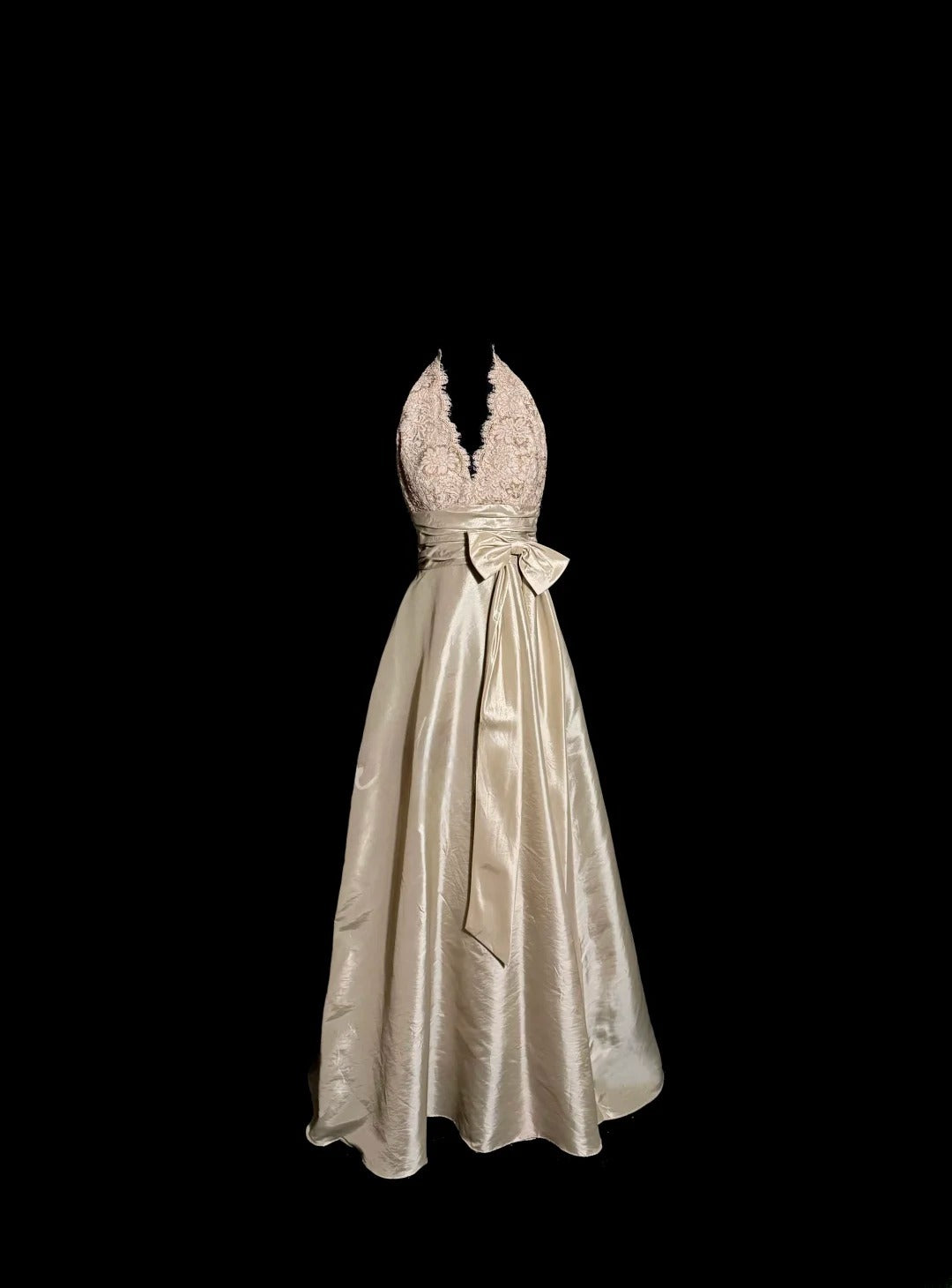 Simple A Line Halter Champagne Satin Ankle  Length Prom Dress Sleeveless Women Party Gowns MP529