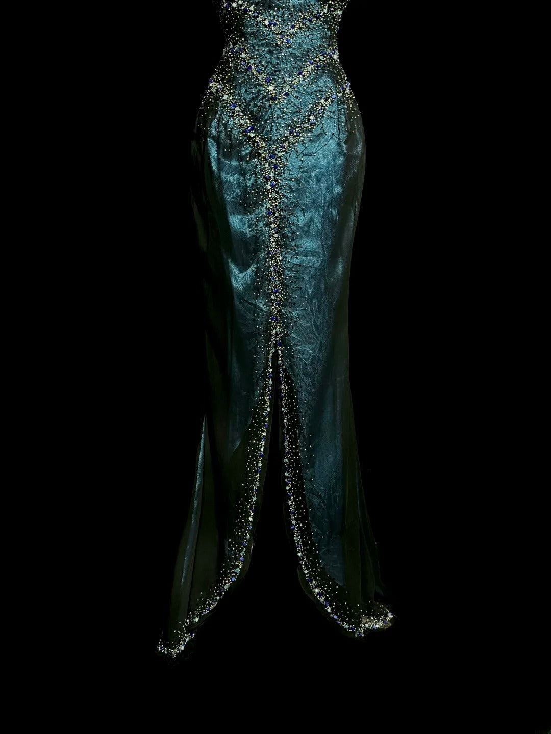 Sexy Mermaid Sweetheart Teal Blue With Beading Split Long Prom Dresses Women Party Gowns MP580