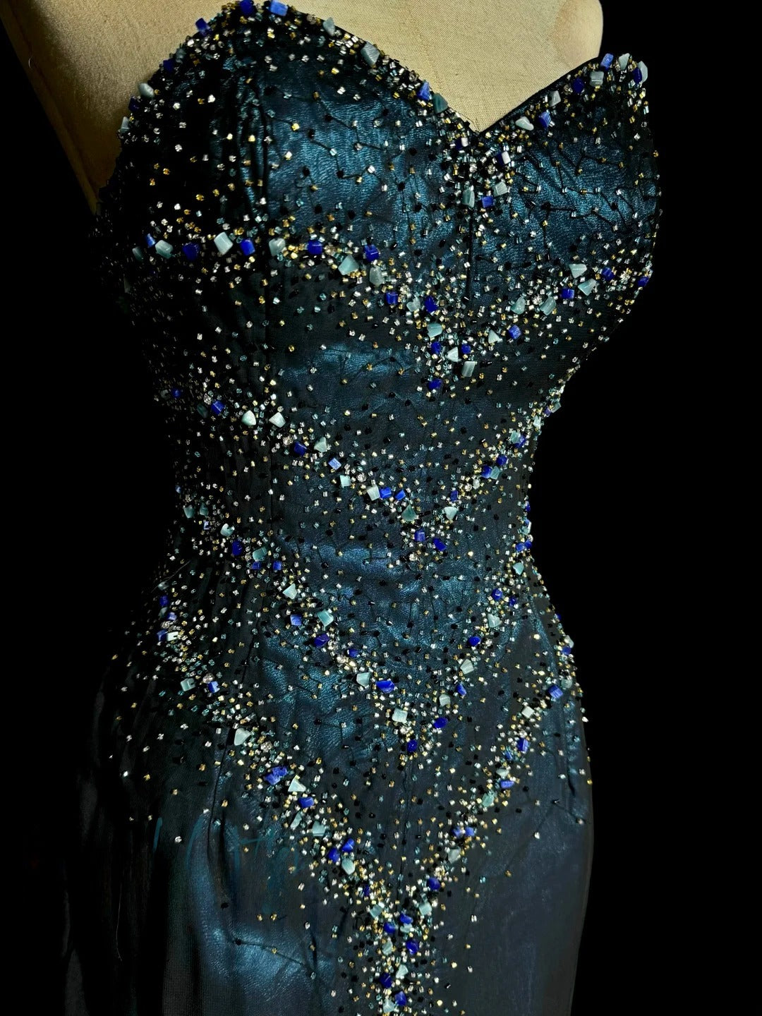 Sexy Mermaid Sweetheart Teal Blue With Beading Split Long Prom Dresses Women Party Gowns MP580