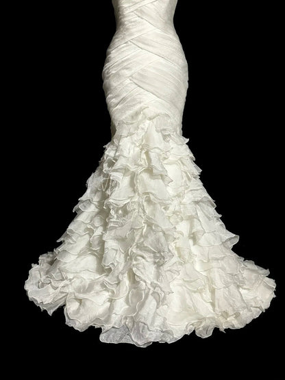 Vintage Meerjungfrau 70er Jahre Herzausschnitt Stufenlagen Elfenbein Prinzessin Brautkleider Hochzeitskleider MP582