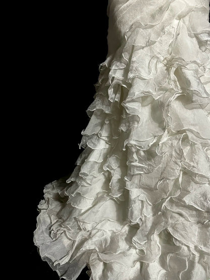 Vintage Meerjungfrau 70er Jahre Herzausschnitt Stufenlagen Elfenbein Prinzessin Brautkleider Hochzeitskleider MP582