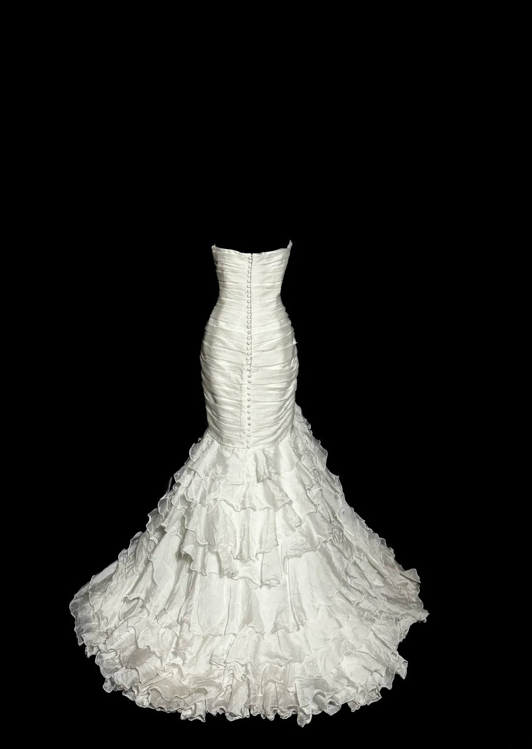 Vintage Meerjungfrau 70er Jahre Herzausschnitt Stufenlagen Elfenbein Prinzessin Brautkleider Hochzeitskleider MP582