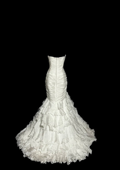Vintage Meerjungfrau 70er Jahre Herzausschnitt Stufenlagen Elfenbein Prinzessin Brautkleider Hochzeitskleider MP582