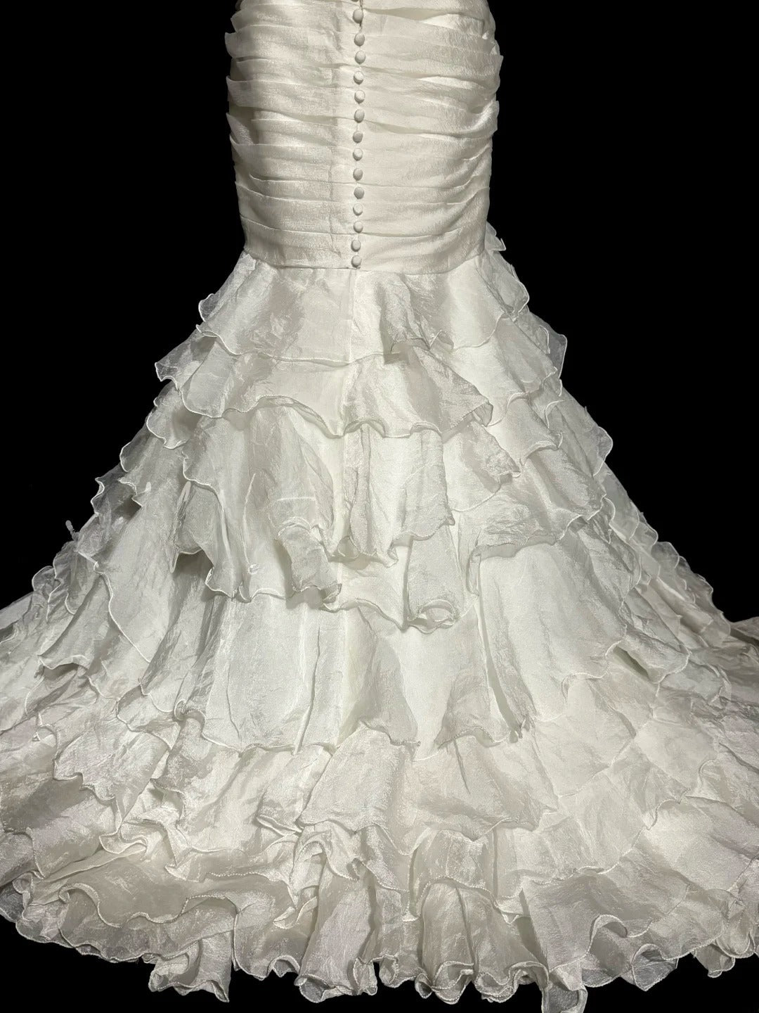 Vintage Meerjungfrau 70er Jahre Herzausschnitt Stufenlagen Elfenbein Prinzessin Brautkleider Hochzeitskleider MP582