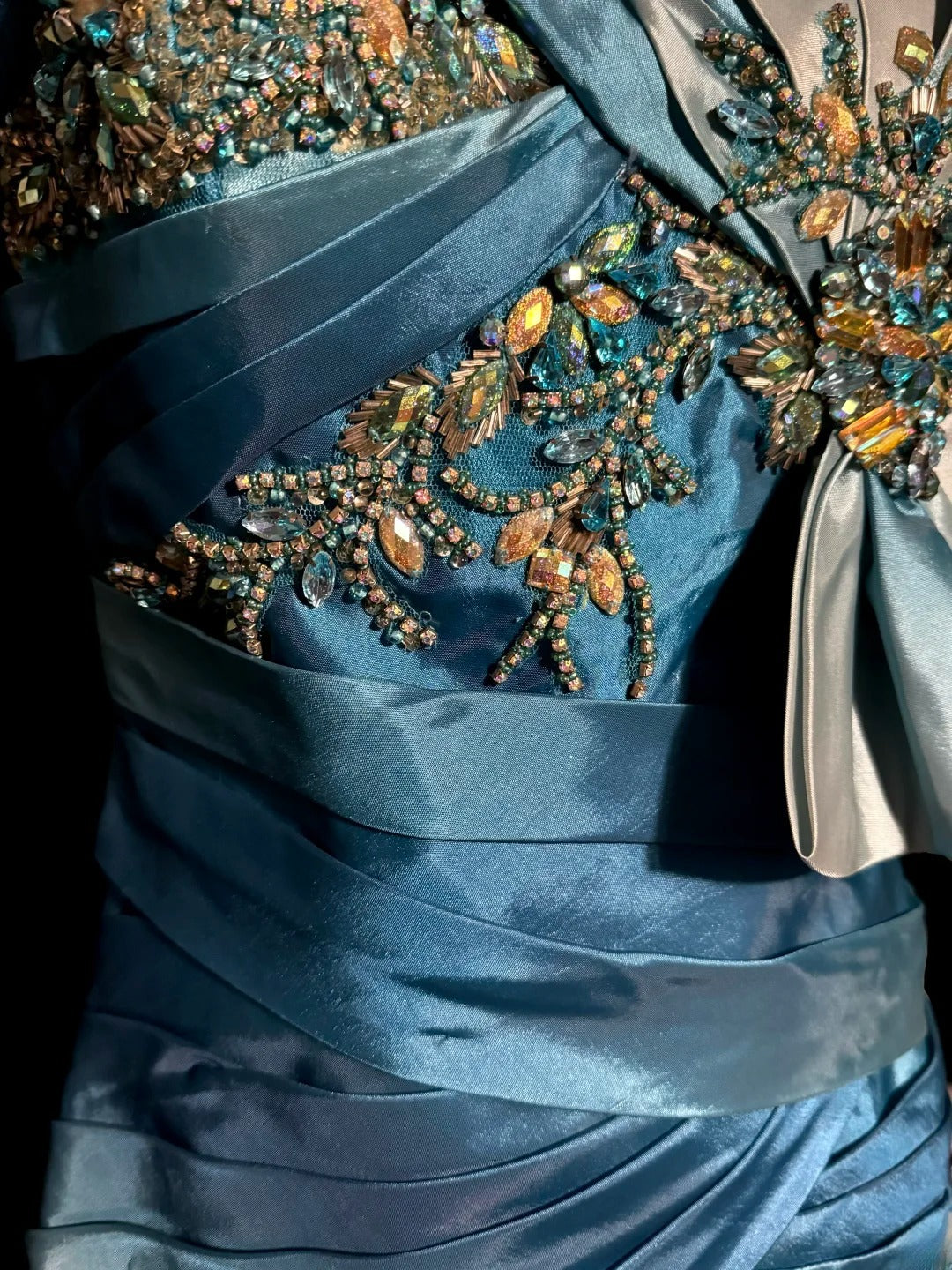 Robes de bal longues sirène glamour à bretelles dégradées bleu blanc avec perles pour femmes robes de soirée MP583